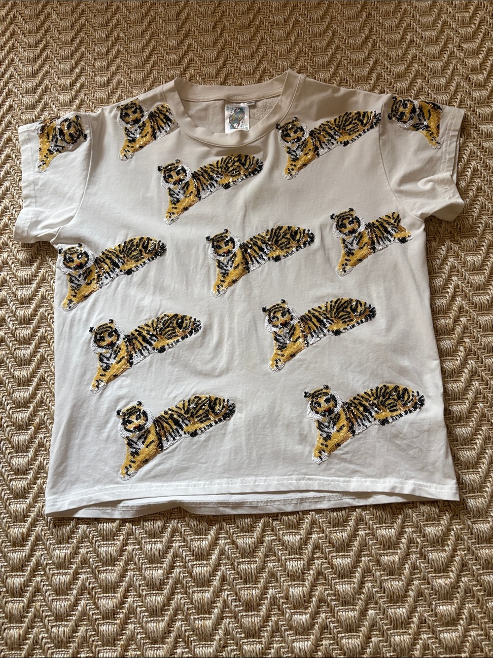 Women's Queen of Sparkles Sequin Tiger Print Tee